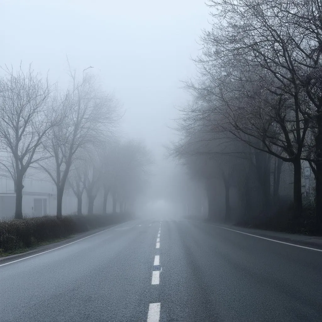 Leitpfosten im Nebel