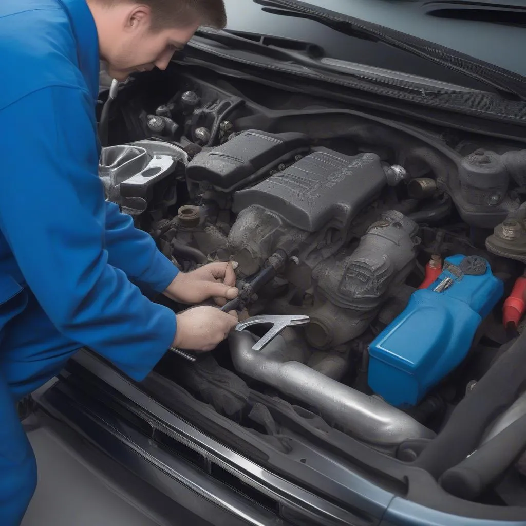 Car mechanic at work