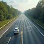 Abstand zwischen den Fahrbahnmarkierungen auf der Autobahn