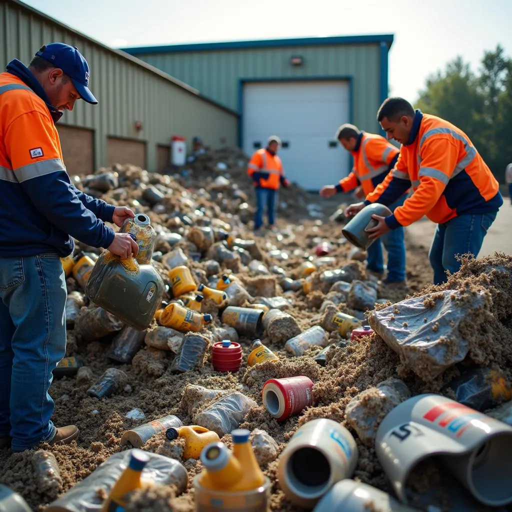 Used oil disposal at a recycling center