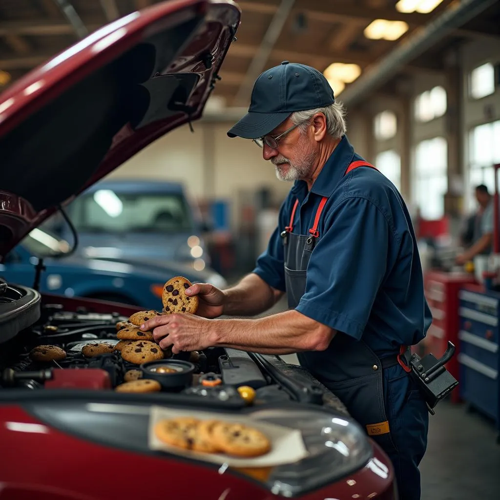 Amerikanischer Mechaniker bei der Arbeit