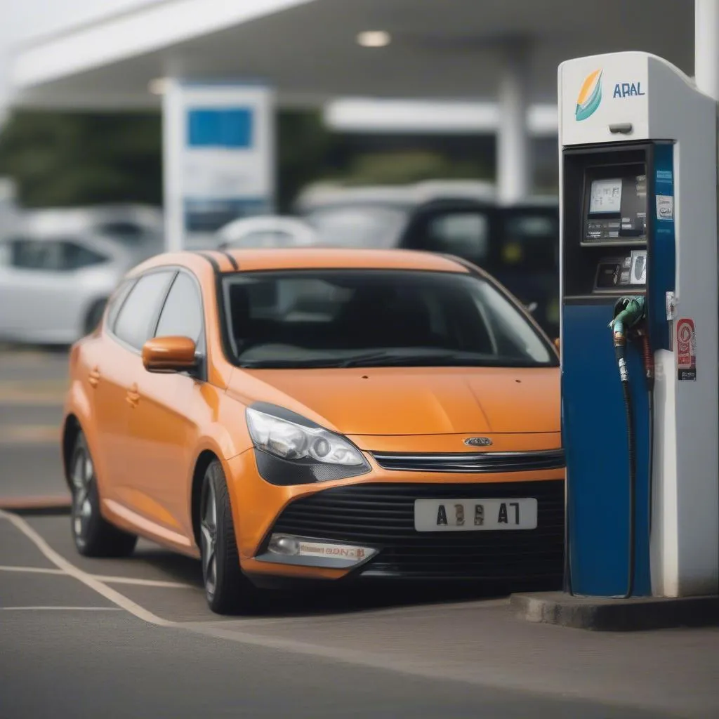 Aral Tankstelle mit Auto