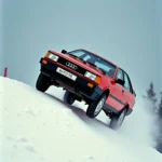 Audi 80 quattro auf der Skischanze