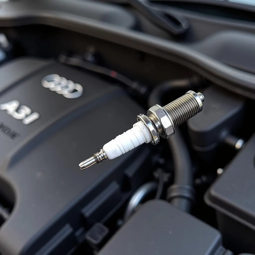 Audi A3 Motorraum mit gekennzeichnetem Zündkerzenstecker