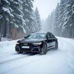 Audi A6 mit 19 Zoll Winterreifen auf verschneiter Straße