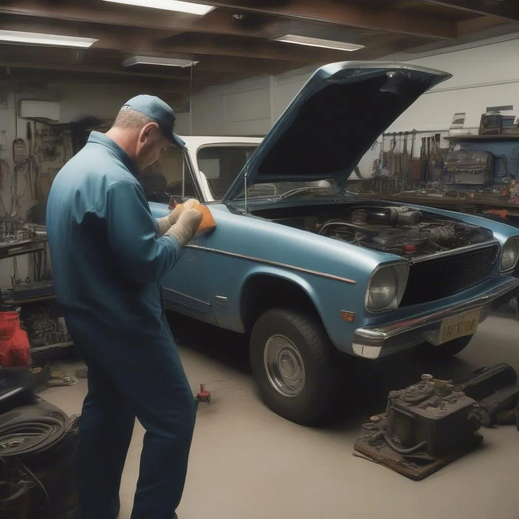 Mechanic inspecting a car