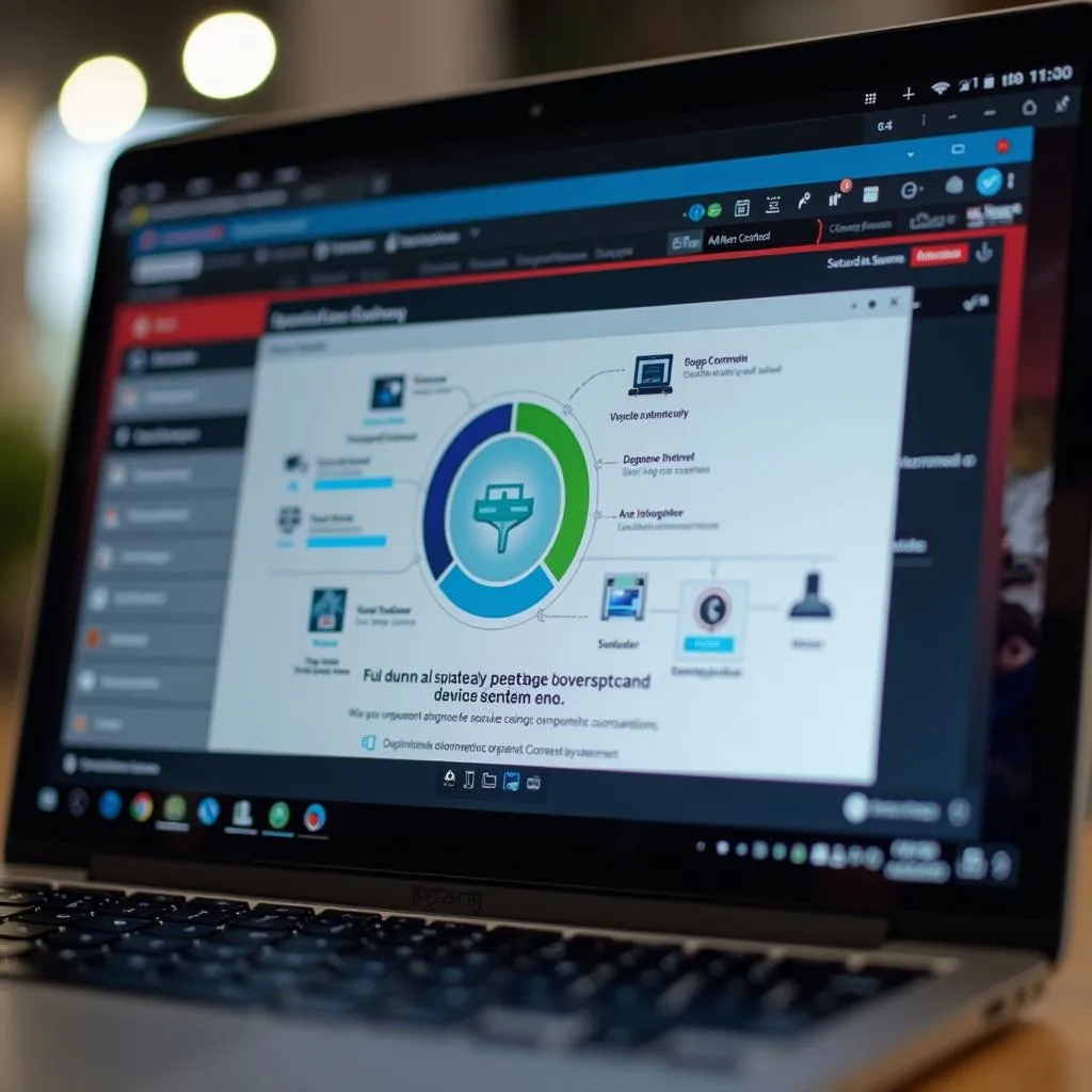Laptop zeigt Fahrzeugdiagnose-Software an