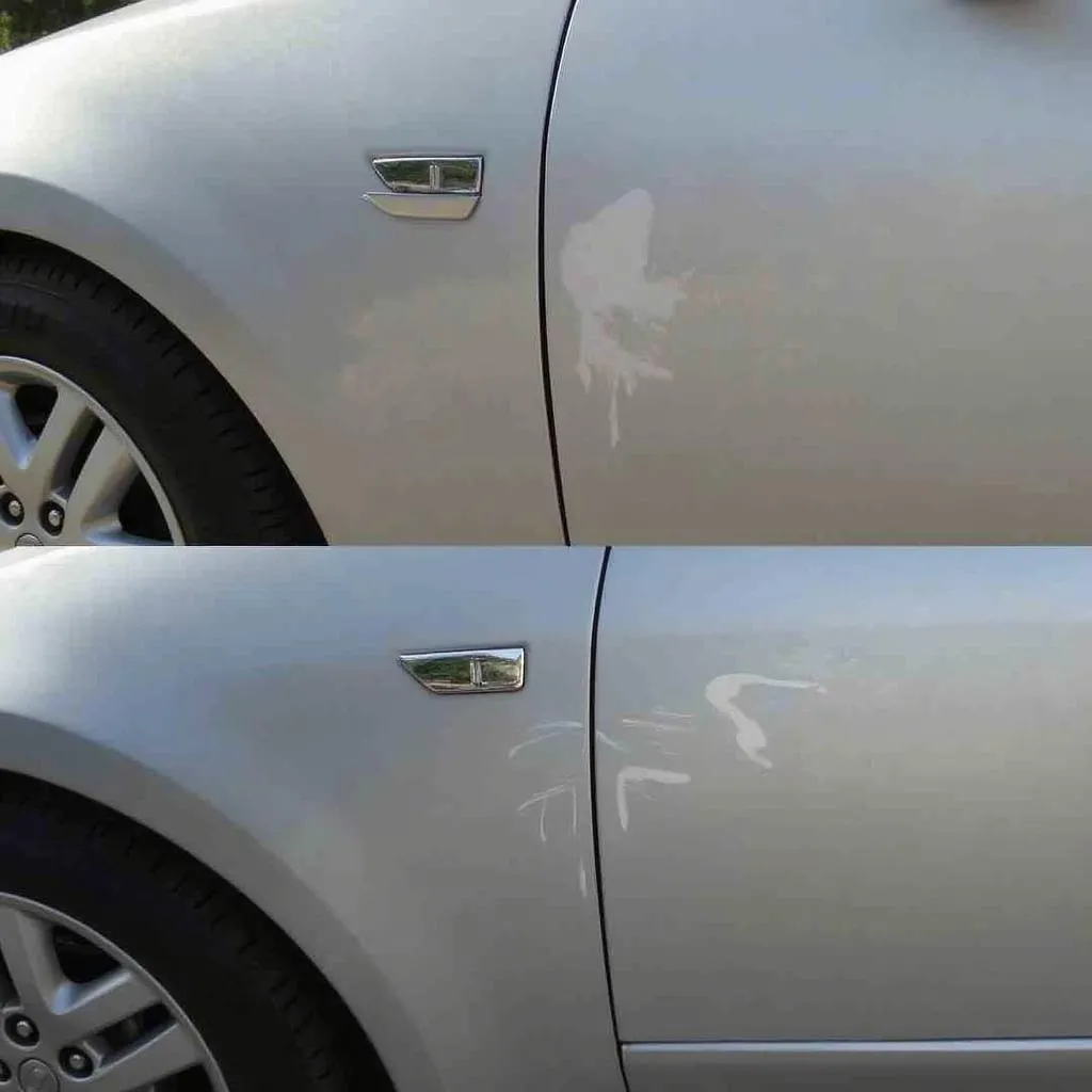 Car with minor paint damage, scratches and chips