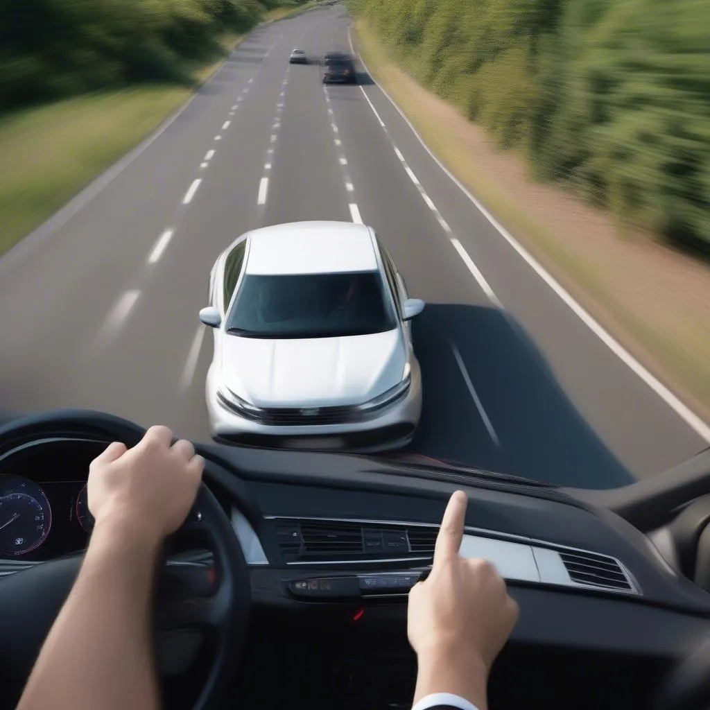 Auto mit Tempomat auf Autobahn