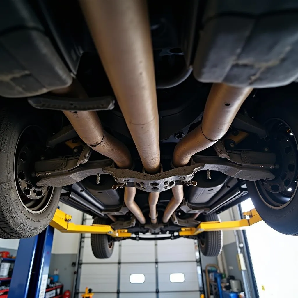 Réparation automobile sur un pont élévateur à Erfurt