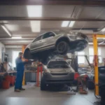 Auto Reparatur in einer Werkstatt