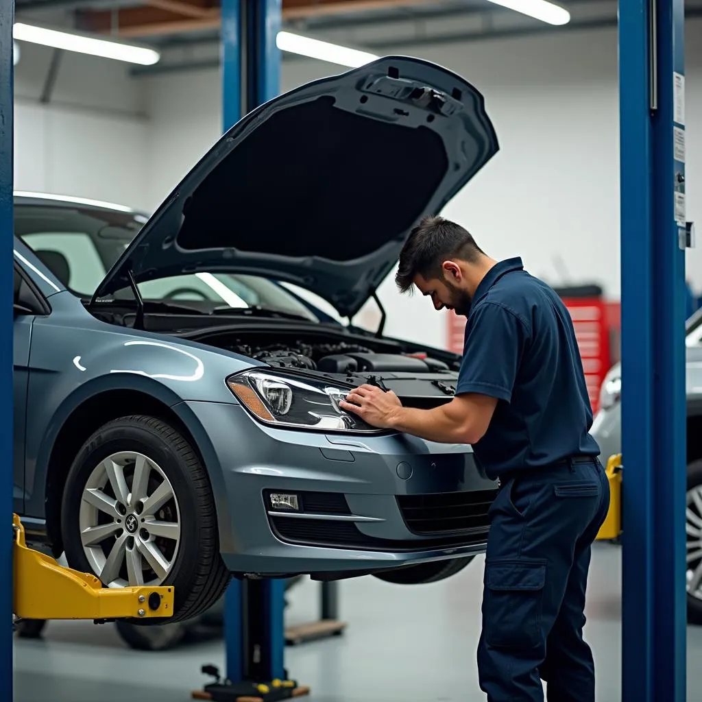 Car in an Allianz insurance workshop