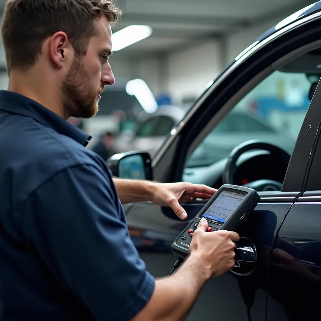 Autowerkstatt Mechaniker bei der OBD-Programmierung