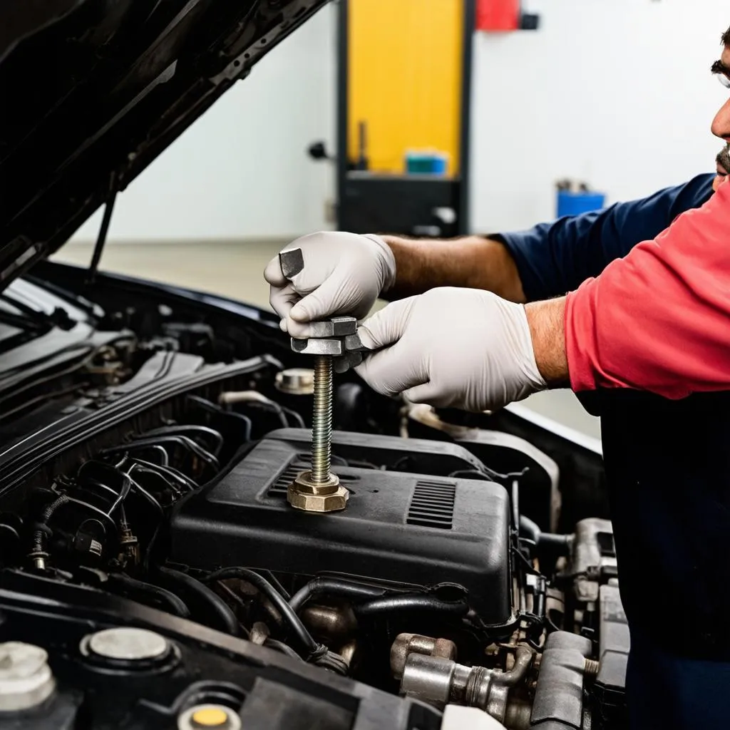 Automechaniker arbeitet an Auto