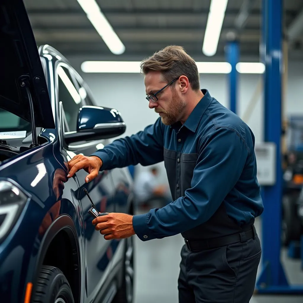 Monteur werkt aan een BMW X1 Hybrid