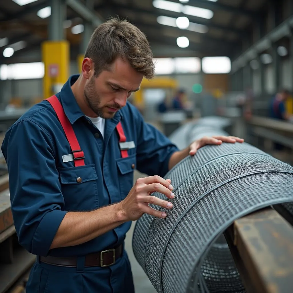 Automechaniker prüft Baustahlmatten