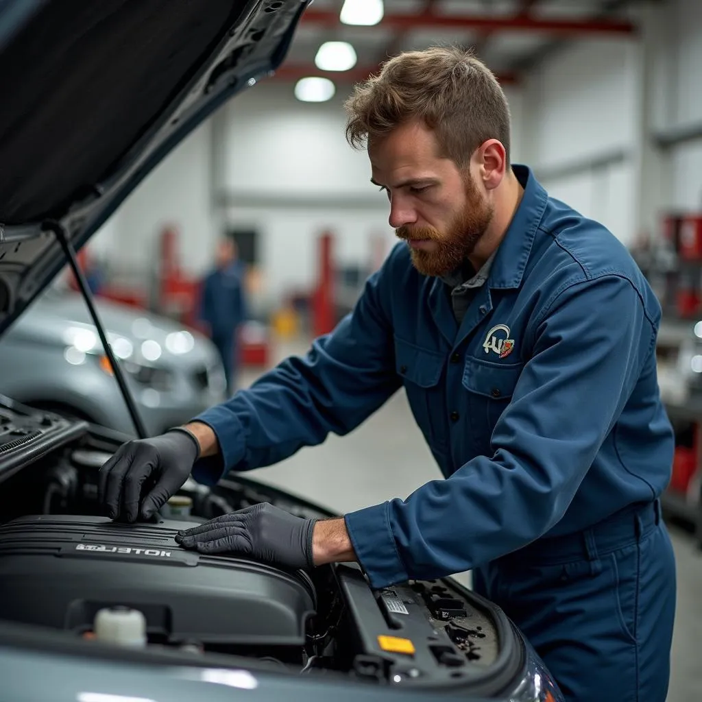 Automechaniker bei der Arbeit