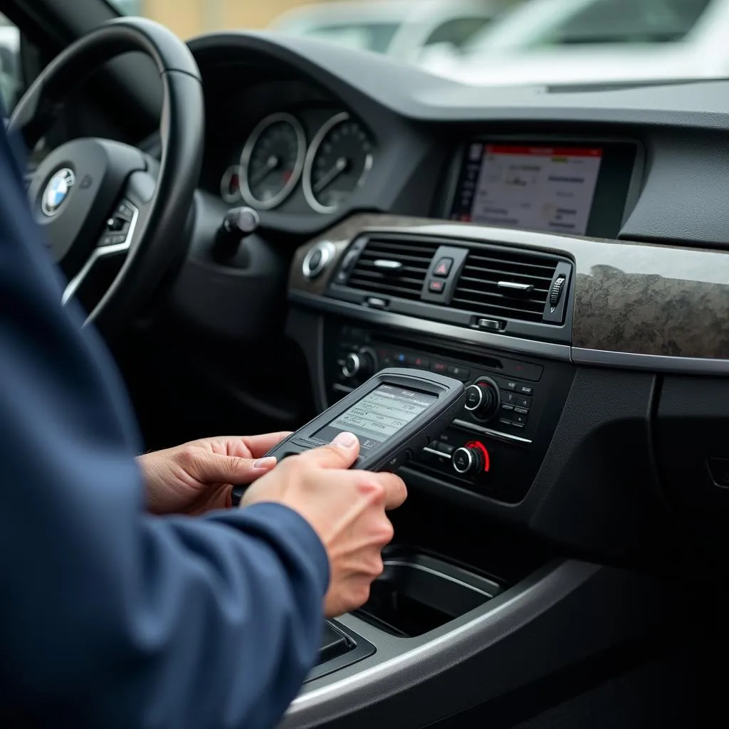 Moderne BMW Diagnosegeräte in einer Werkstatt