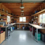 Innenansicht einer geräumigen Camper Garage zum Mieten