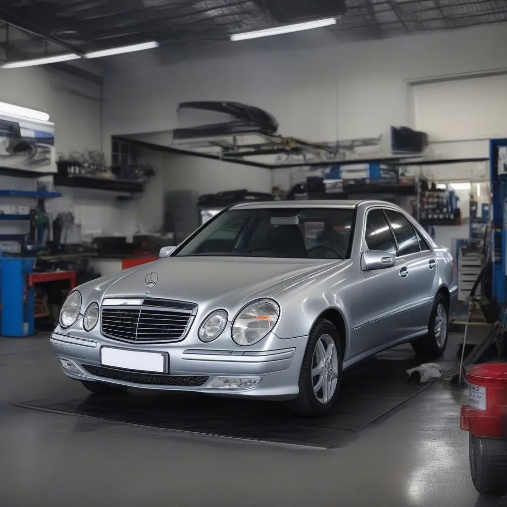 Mercedes-Benz E200 Kompressor in der Werkstatt