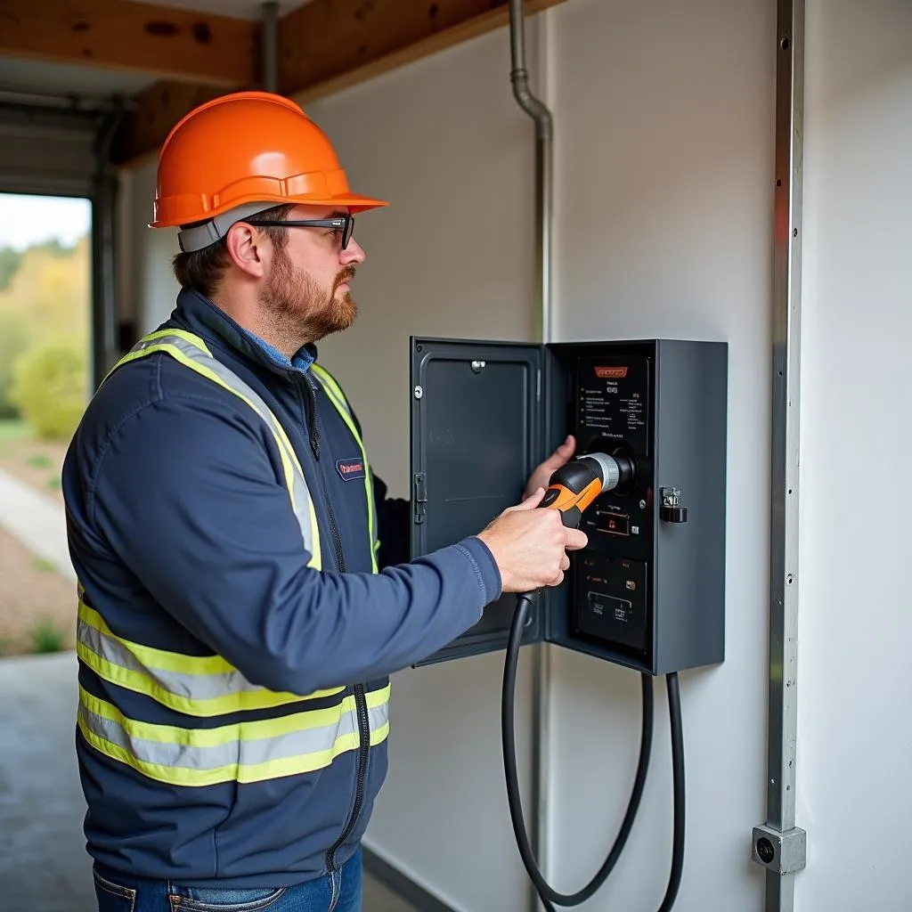 Elektriker installiert Daheimlader Touch