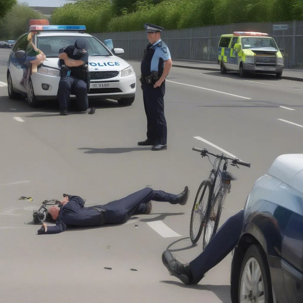 Fahrradunfall mit Personenschaden und Polizeieinsatz.