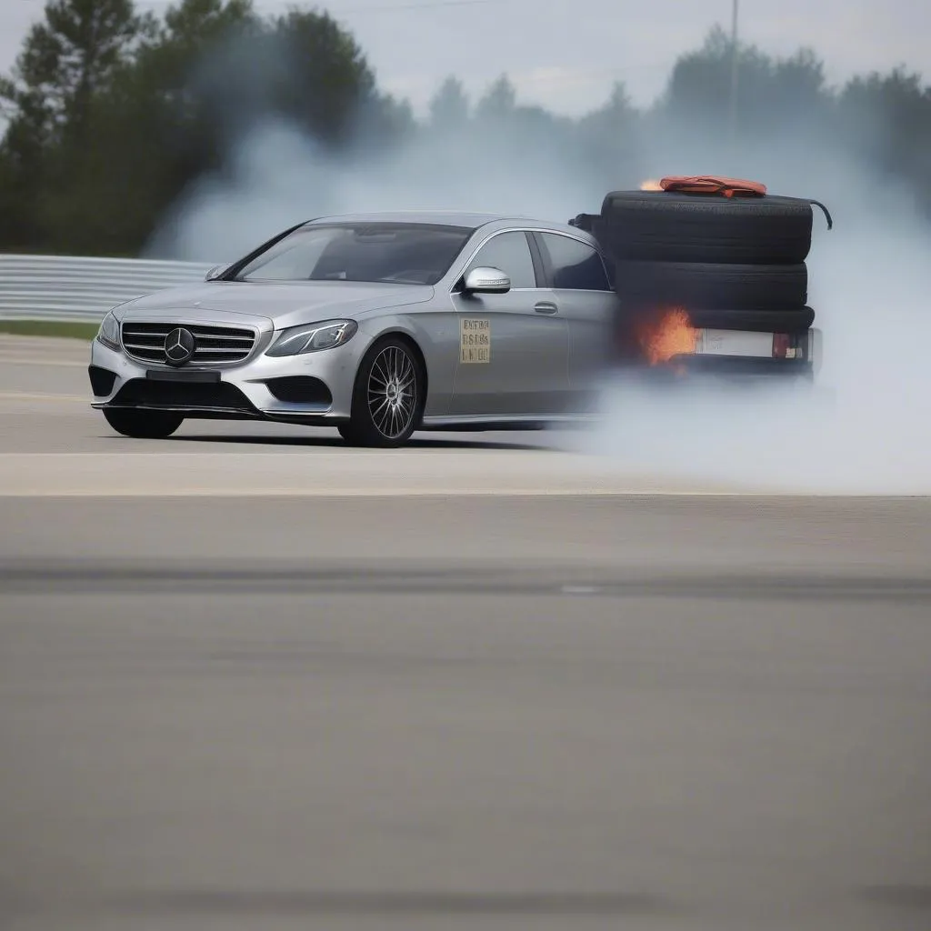 Bremsübung während eines Mercedes-Benz Fahrsicherheitstrainings