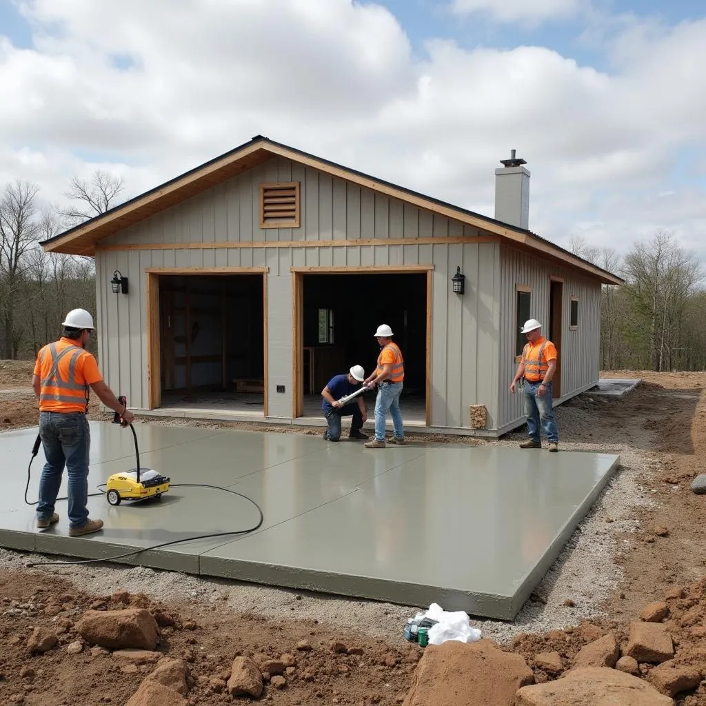 Aanleg van een vloerplaat voor een prefab garage