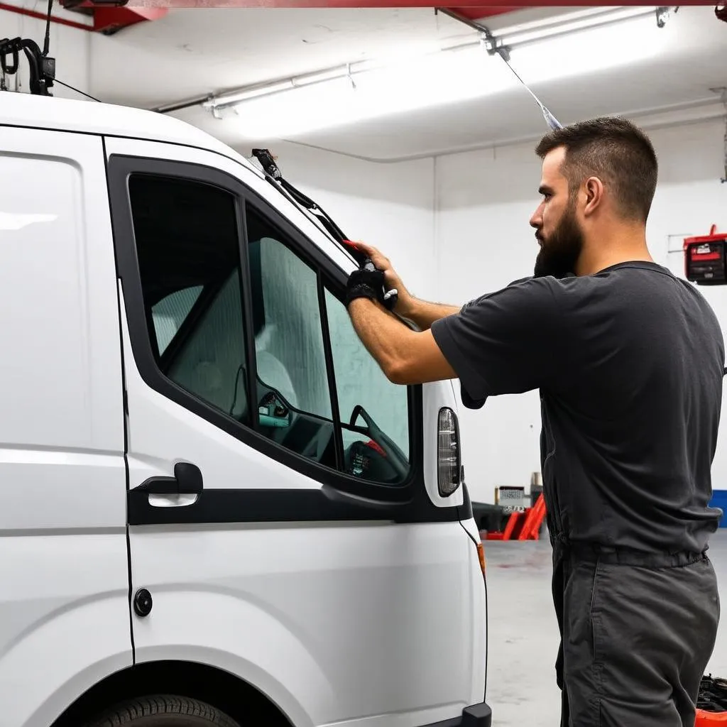 Austausch einer Ford Transit Frontscheibe