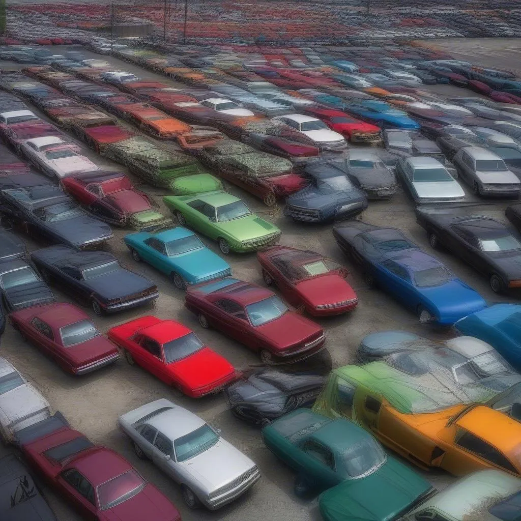 Gebrauchte Autos auf einem Parkplatz