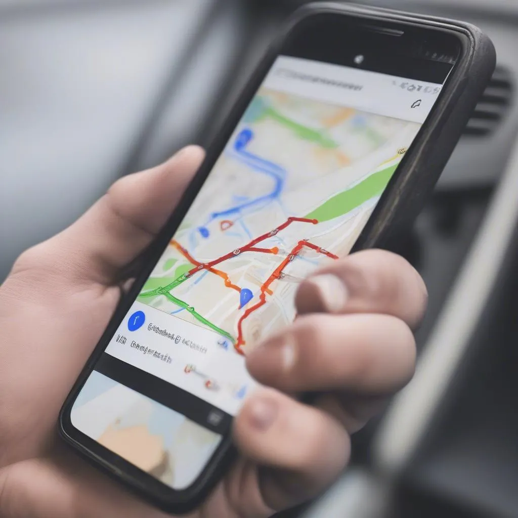 Google Maps Alternativrouten auf einem Smartphone