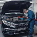 Honda Reparatur in Pirmasens: Ein Mechaniker arbeitet an einem Honda Motor.