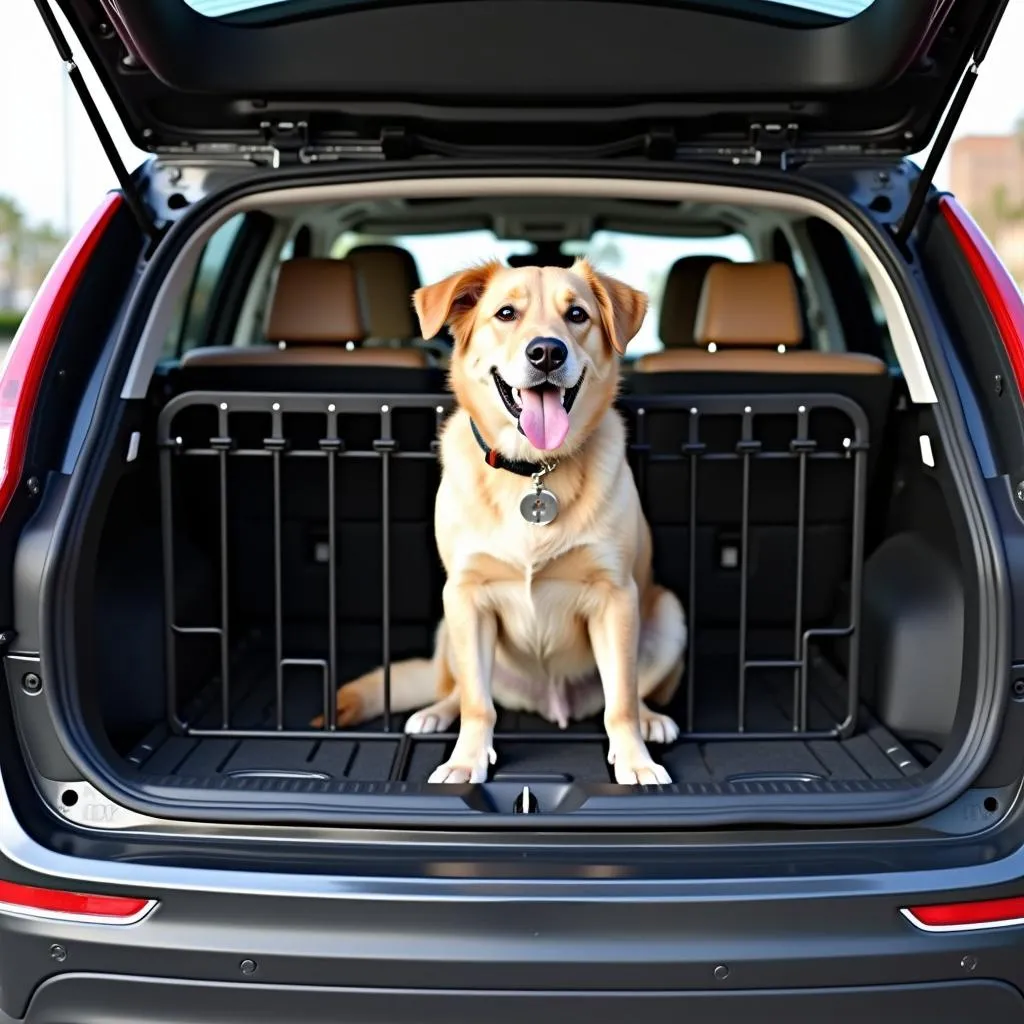 Chien dans un Volvo XC60 équipé d'une grille de séparation