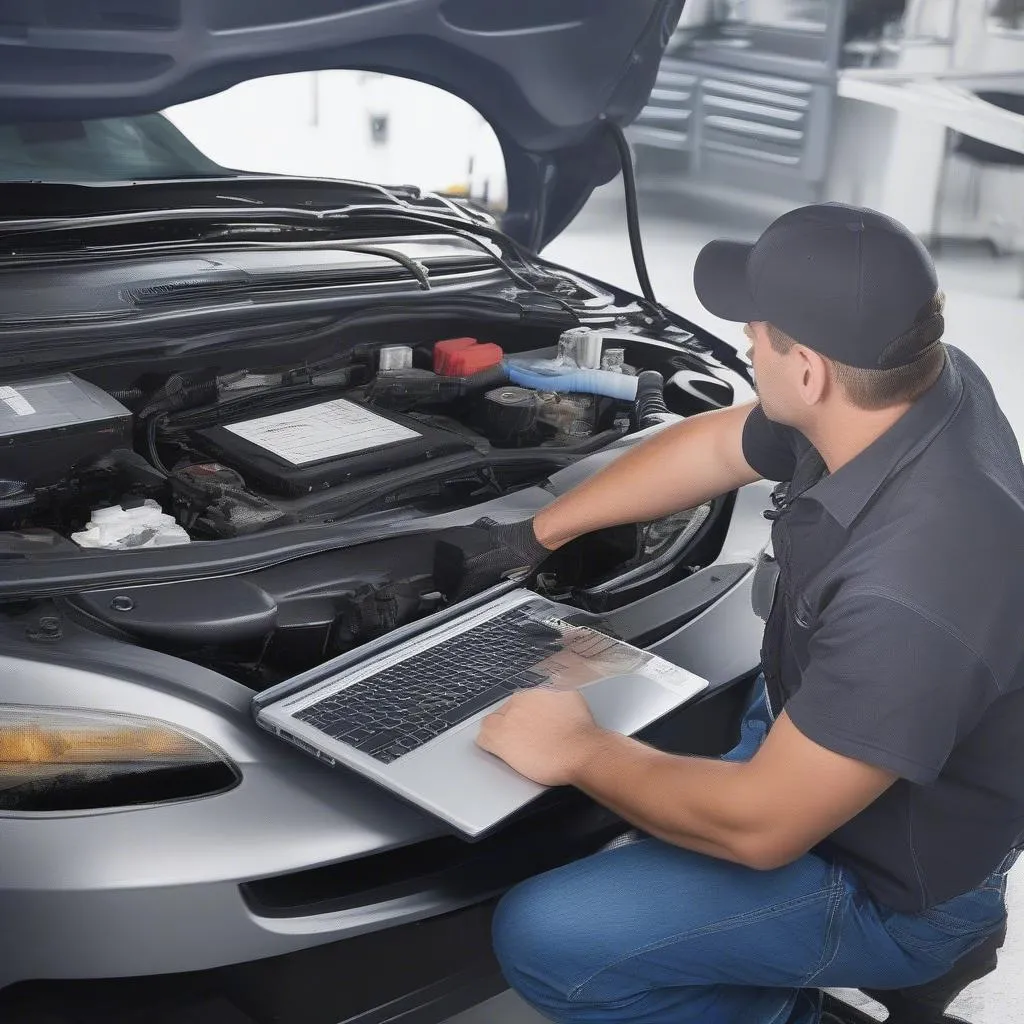 KFZ-Diagnose mit Laptop