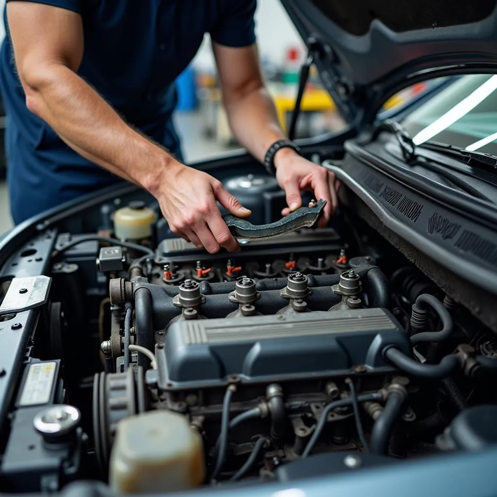 Reparatur eines Motors durch einen Kfz-Mechaniker