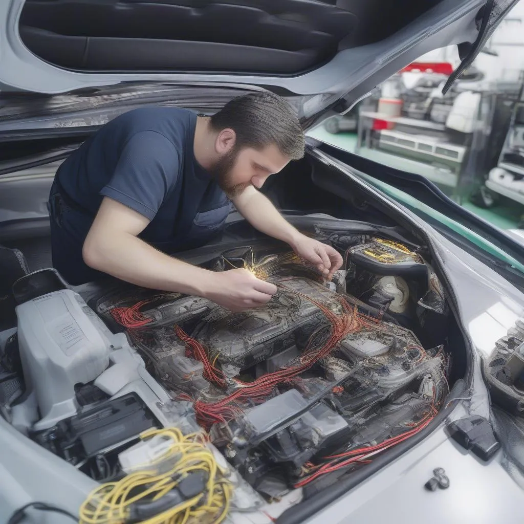 Kfz-Mechatroniker bei der Arbeit an einer Smart-Tür