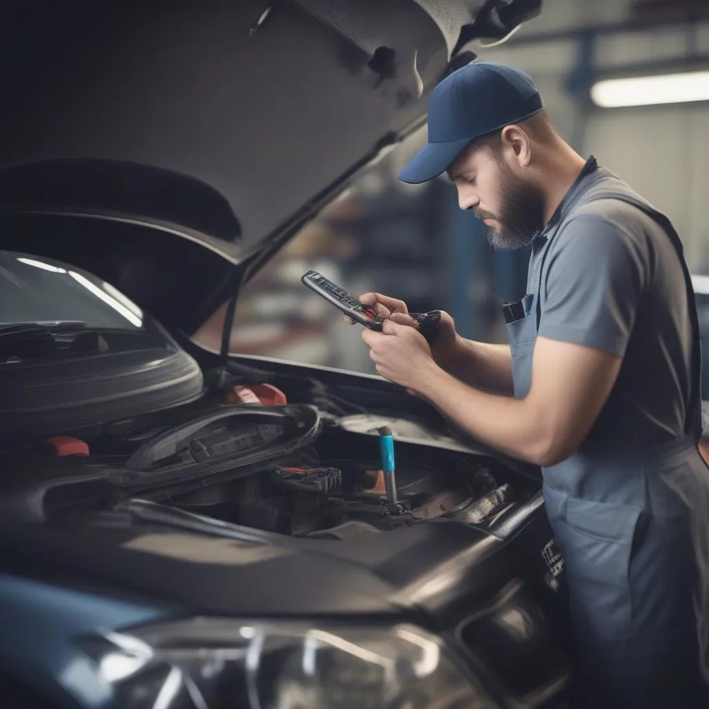 Mecânico realizando reparo em um veículo