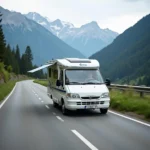 Kleiner Eriba Wohnwagen auf der Straße