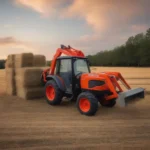 Kubota Traktor mit Frontlader bei der Arbeit