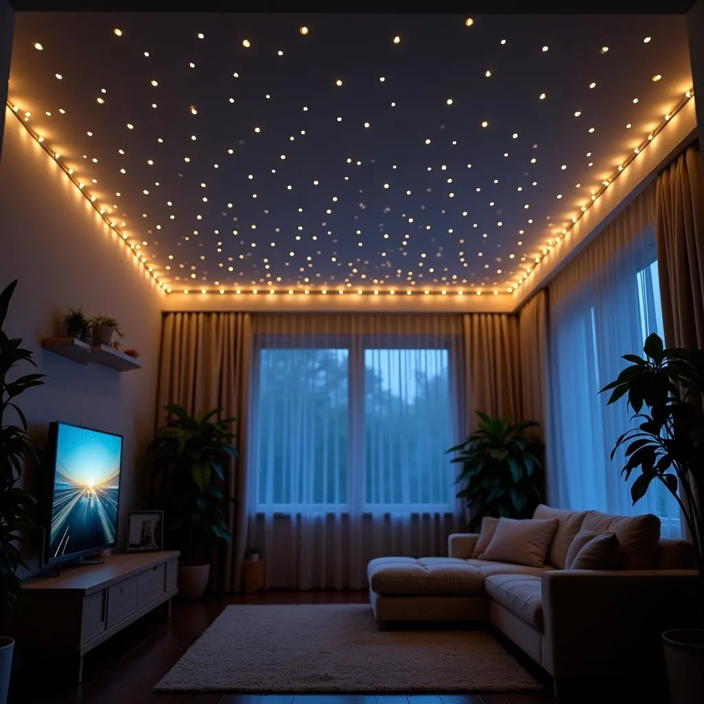 LED Sternenhimmel im Wohnzimmer