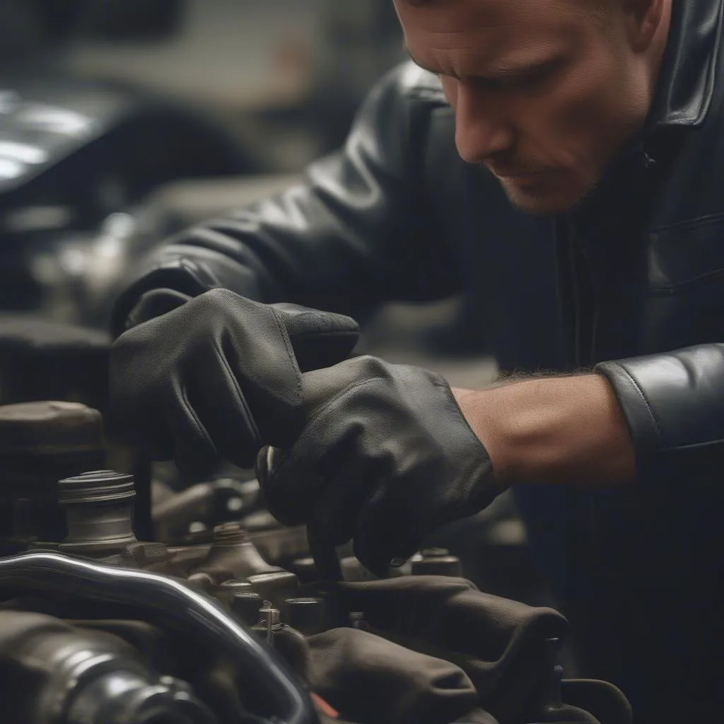 Robuste Lederjacke für Mechaniker in der Werkstatt