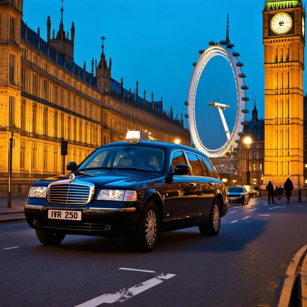 London Taxi bei Nacht