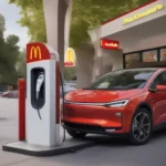 Elektroauto an Ladesäule vor McDonalds