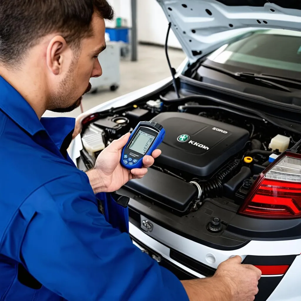 Mechanic Inspecting Enyaq Coupé