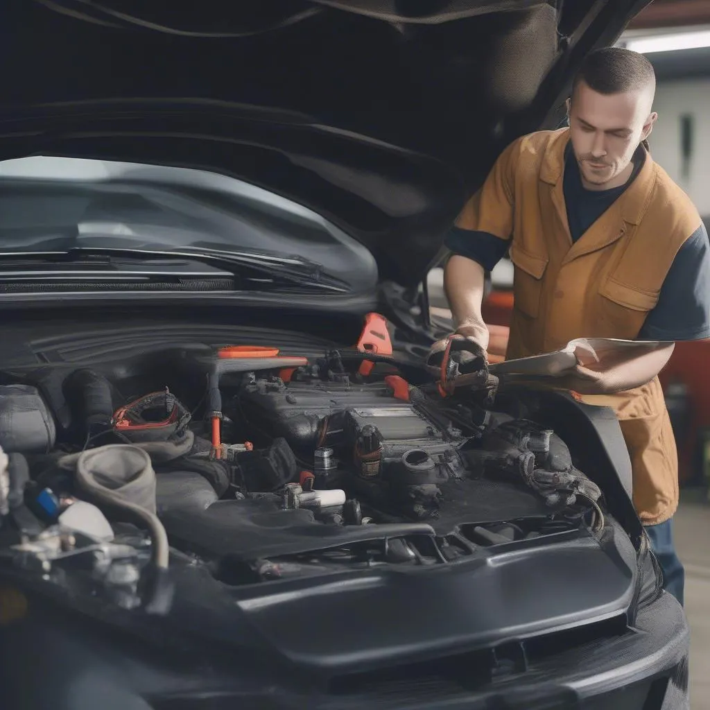 Mechaniker arbeitet an einem Auto