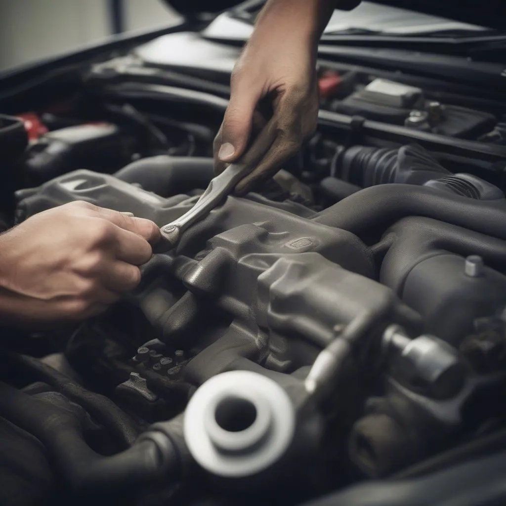 Mechaniker arbeitet am Auto