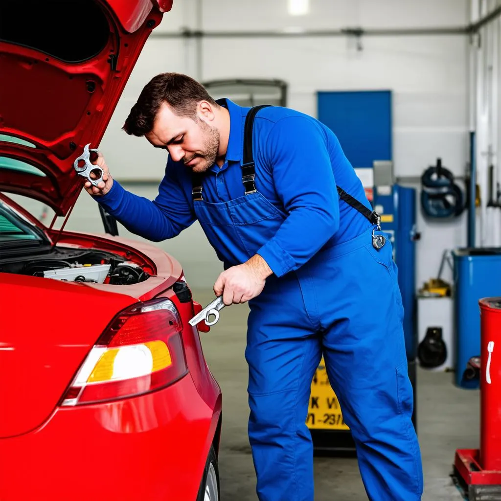 Automechaniker repariert ein Auto