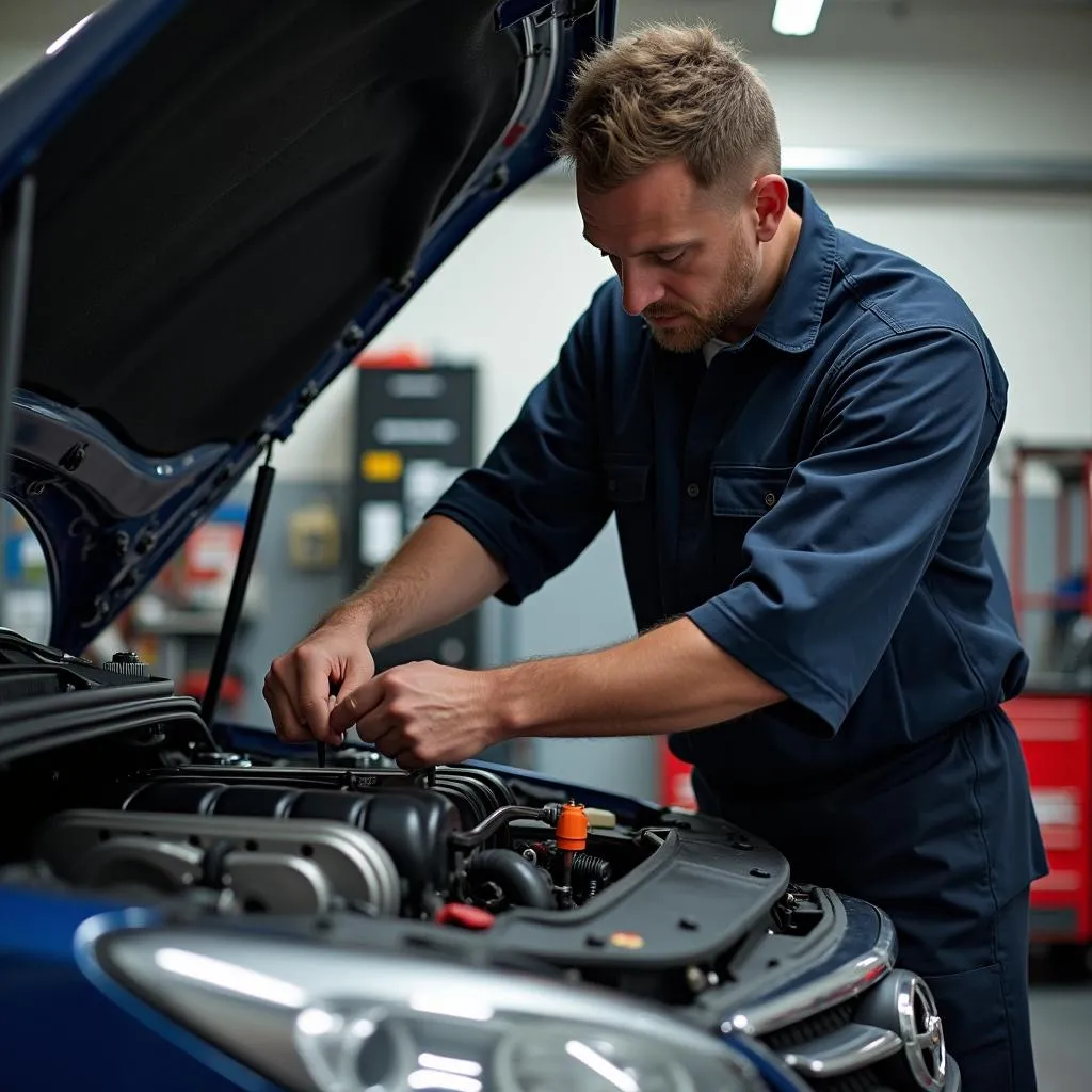 Automechaniker bei der Arbeit