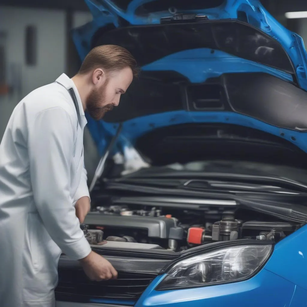 Automechaniker in einer Werkstatt