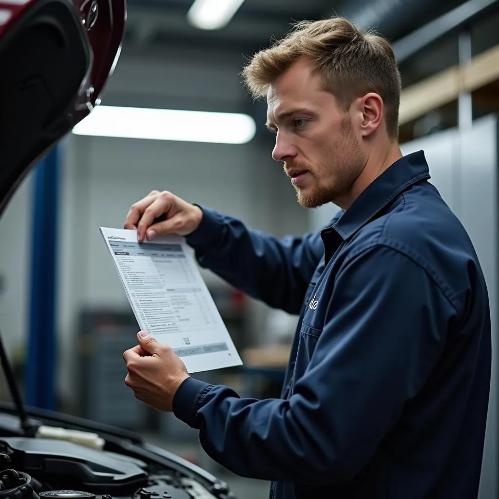 Mechaniker mit Werkstatt Arbeitskarte